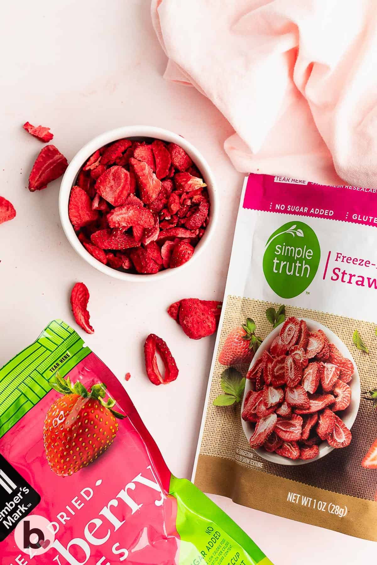 Freeze dried strawberries in original bags.