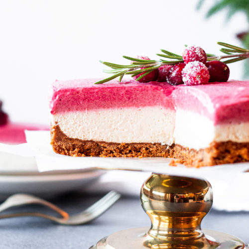 Sliced Cranberry Mousse Cheesecake