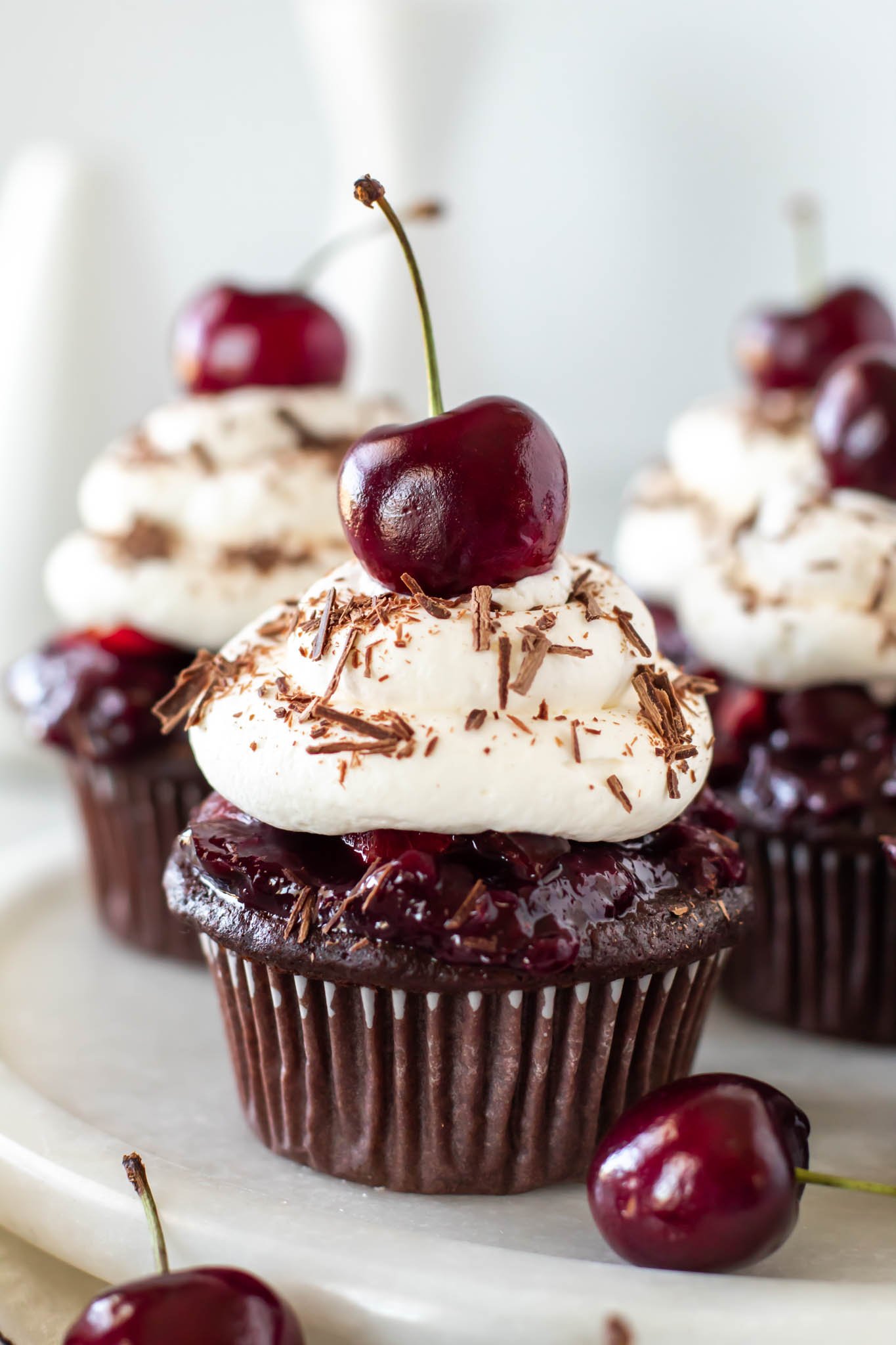 black forest cupcakes with ganache