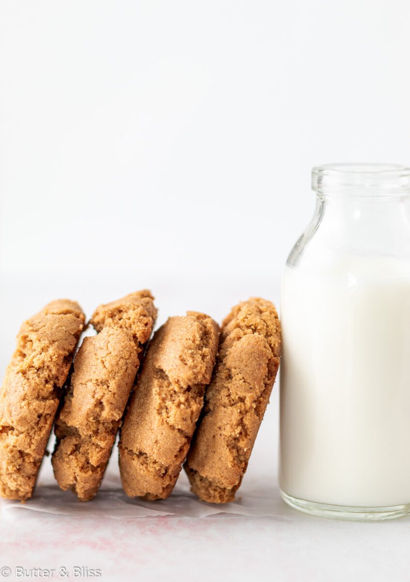Peanut butter cookies with a glass of milk