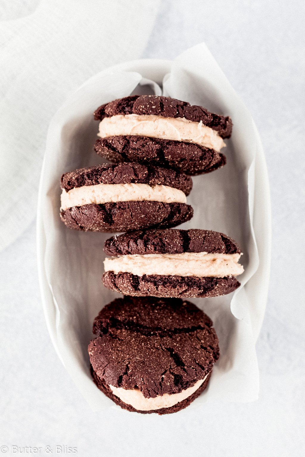 Soft Chocolate Sugar Cookie Sandwiches - Butter and Bliss