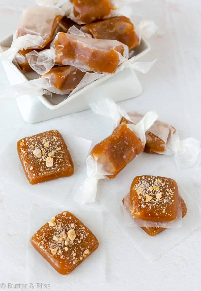 Homemade apple cider caramels