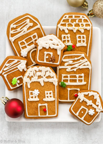 Holiday gingerbread cookies with royal icing
