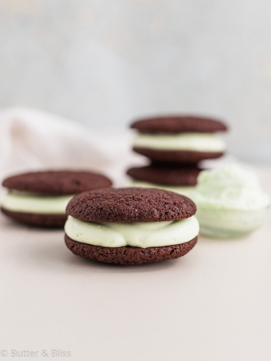 Chocolate whoopie pie with marshmallow filling