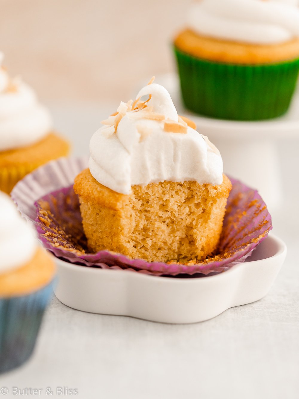 Vanilla cupcake on a small plate