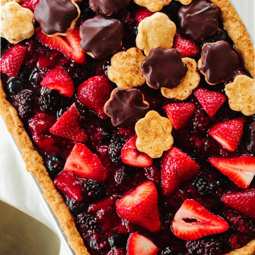 Small berry and chocolate slab pie