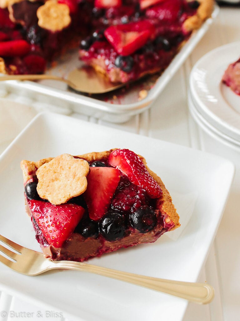 Berry slab pie slice on a plate