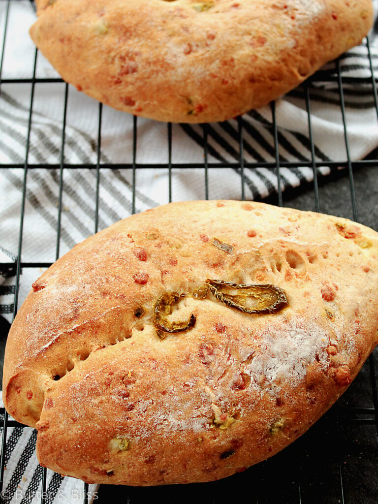 Full loaf of cheddar and jalapeno bread