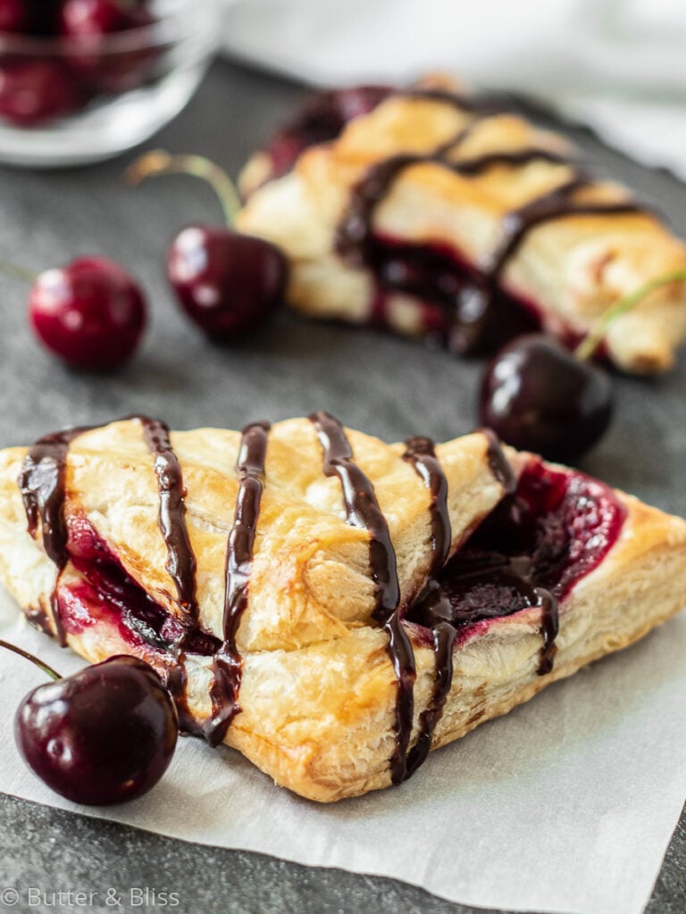 Cherry turnovers on a table