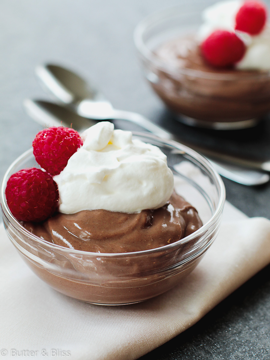 Chocolate pudding in a small bowl