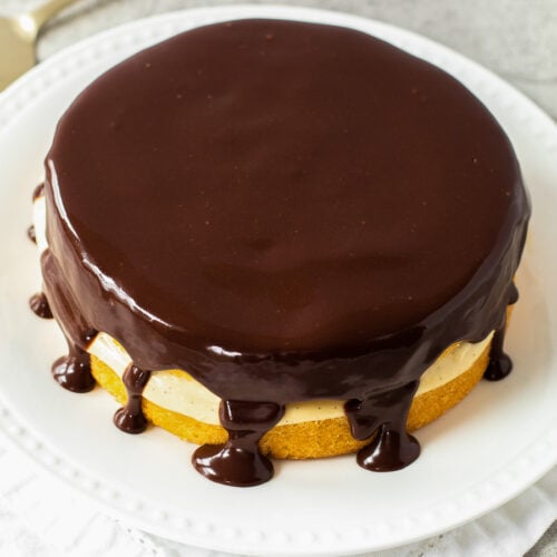 Chocolate boston cream pie cake