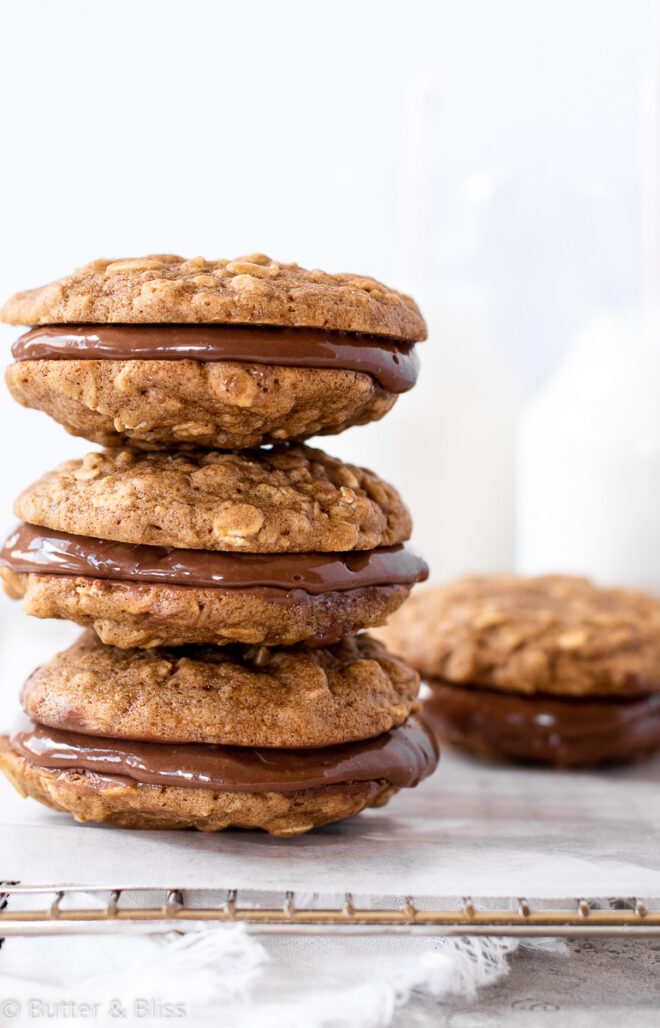Stacked nutella sandwich cookies