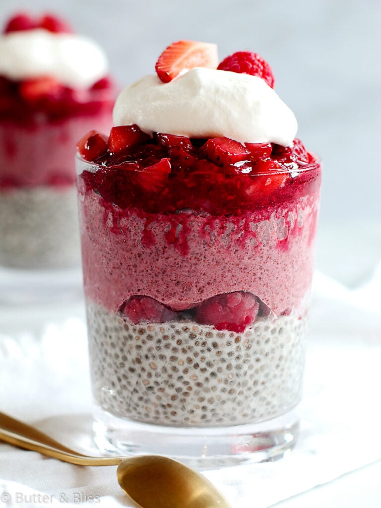 Layered strawberry chia pudding