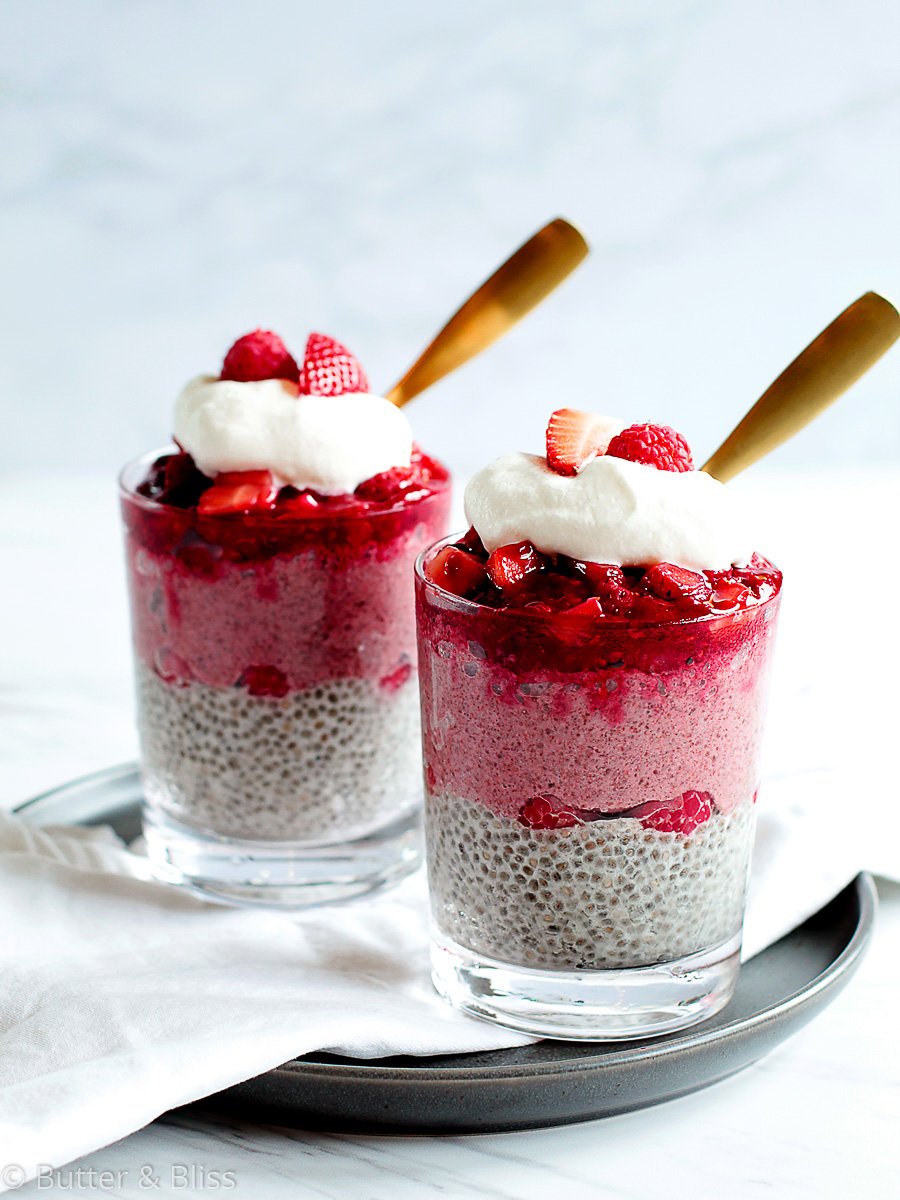 Smooth Red Berry Chia Pudding - Butter and Bliss