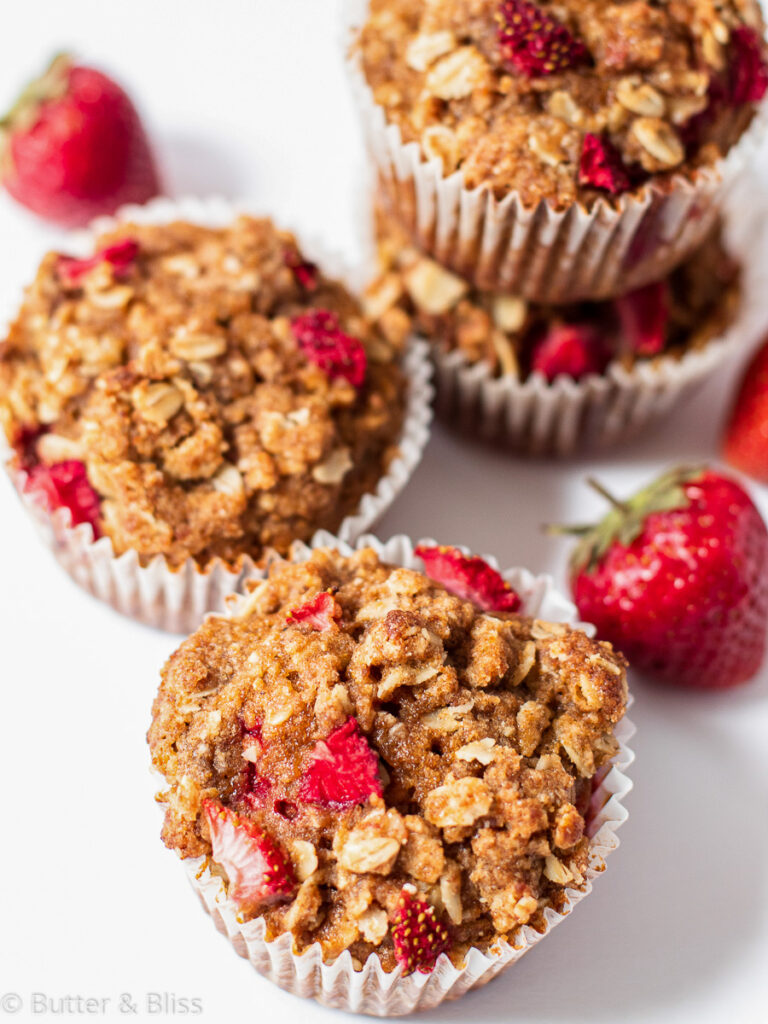 Strawberry muffins on a table
