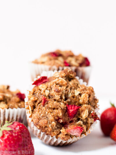 Close up of a strawberry muffin
