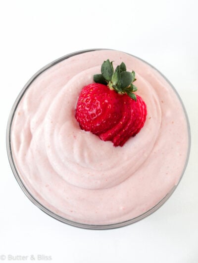 Bowl of whipped strawberry coconut cream