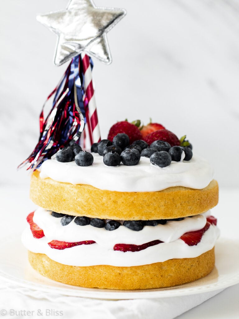 Layered vanilla cake with berries