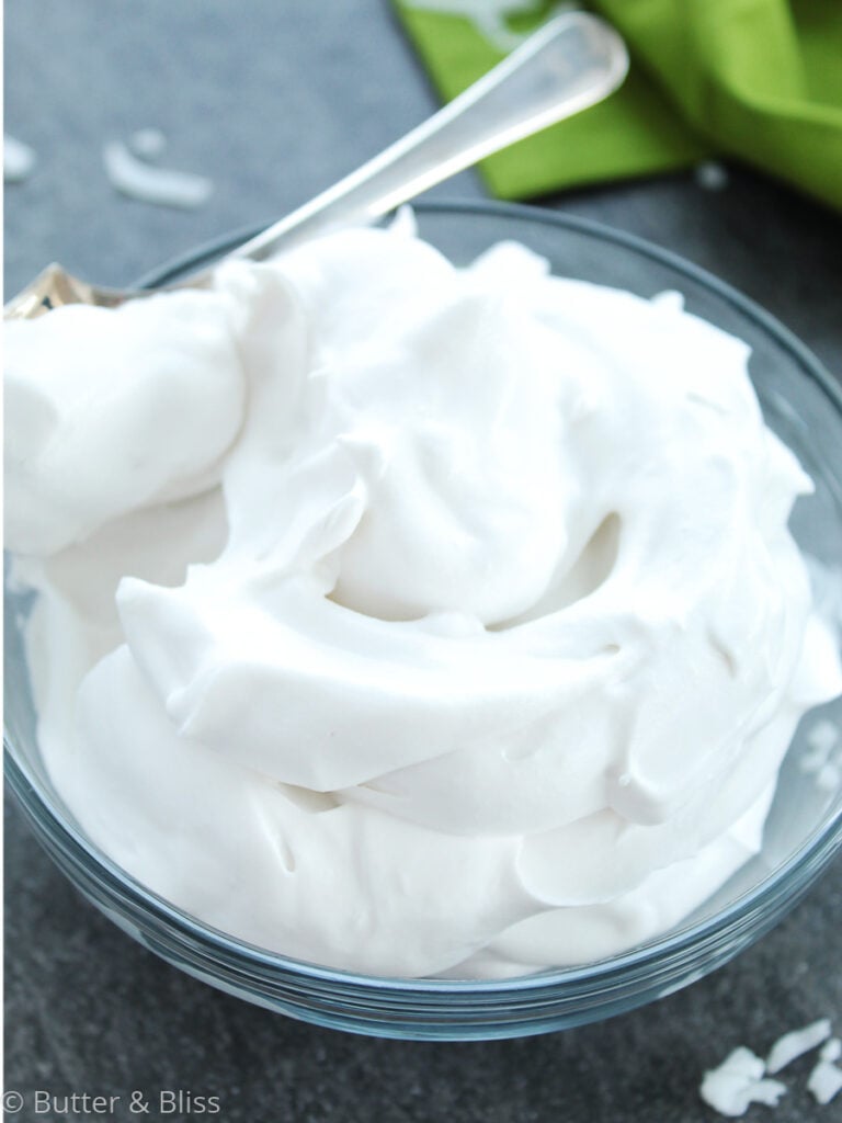 Bowl of vegan whipped cream