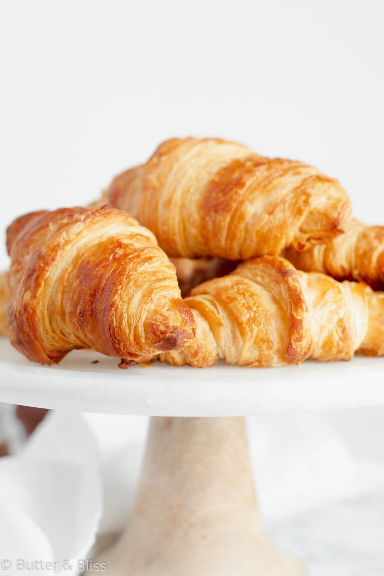 Platter of flaky croissants.