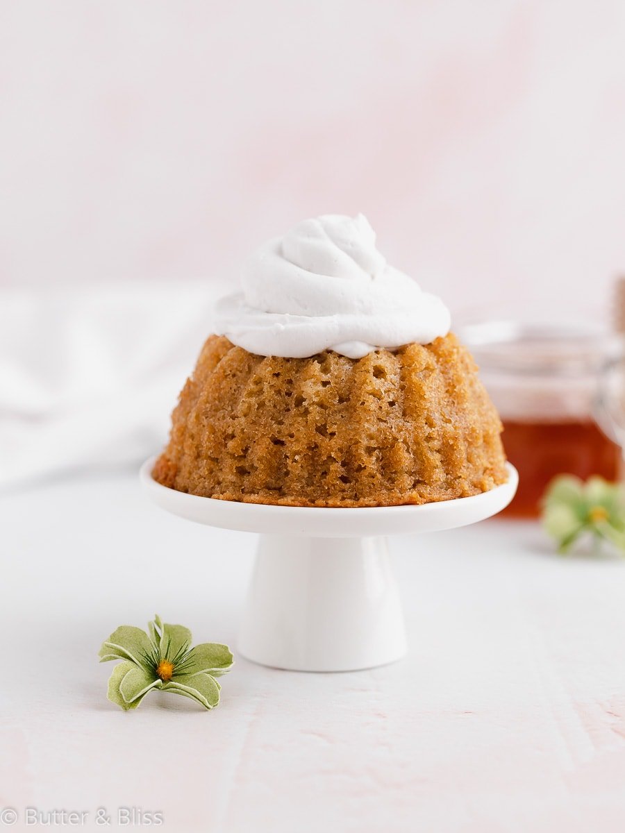 Mini bundt cake on a small platter