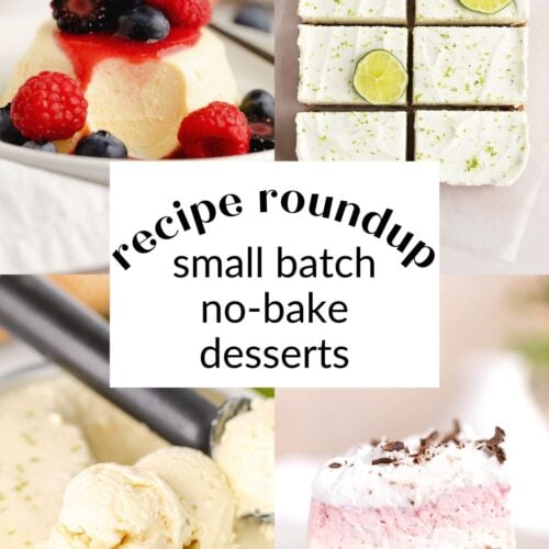 Photo collage of no bake desserts