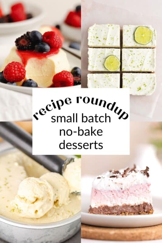 Photo collage of no bake desserts