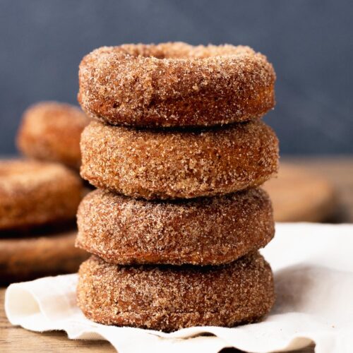 Apple cider donuts in a stack