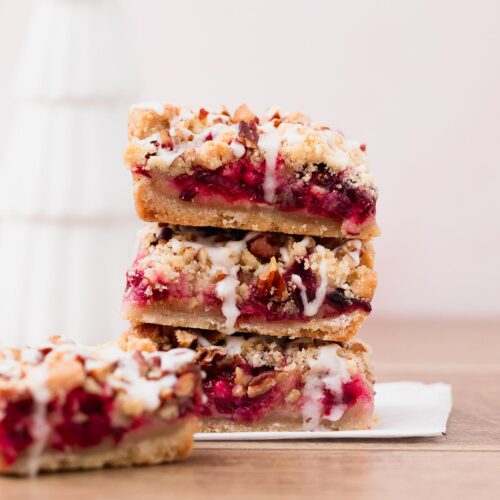 Cranberry bars in a stack