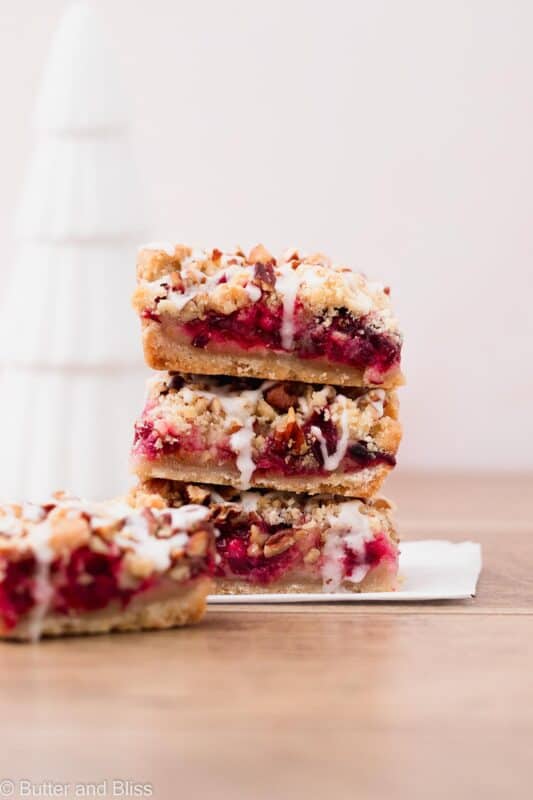 Cranberry bars in a stack