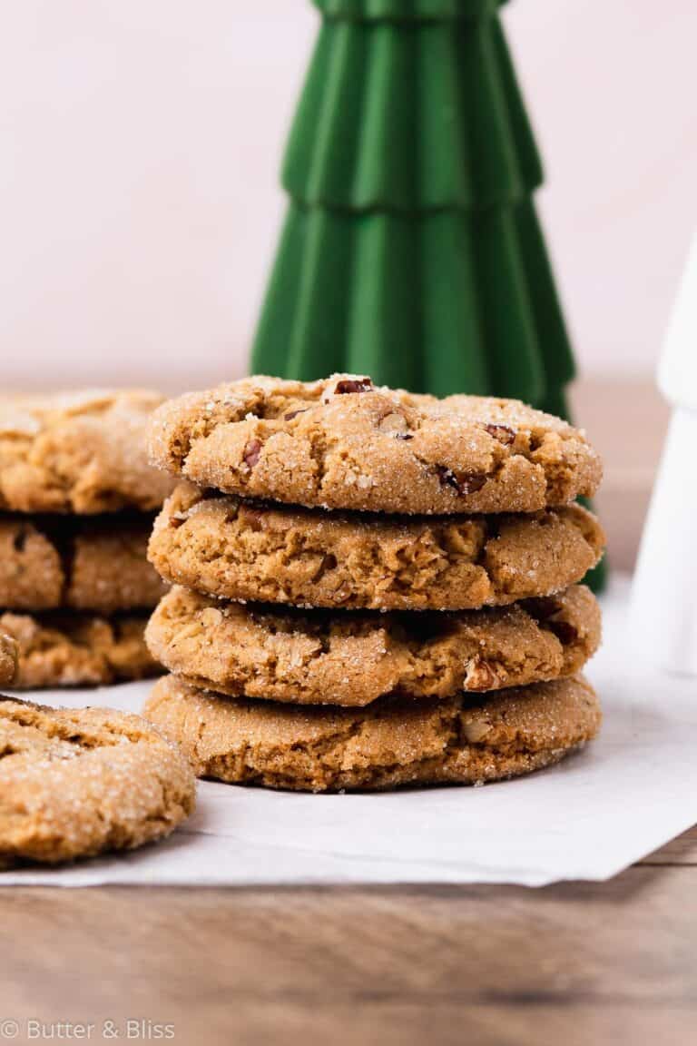 Stack of pecan sugar cookies for christmas