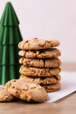 Tall stack of pecan brown sugar cookies