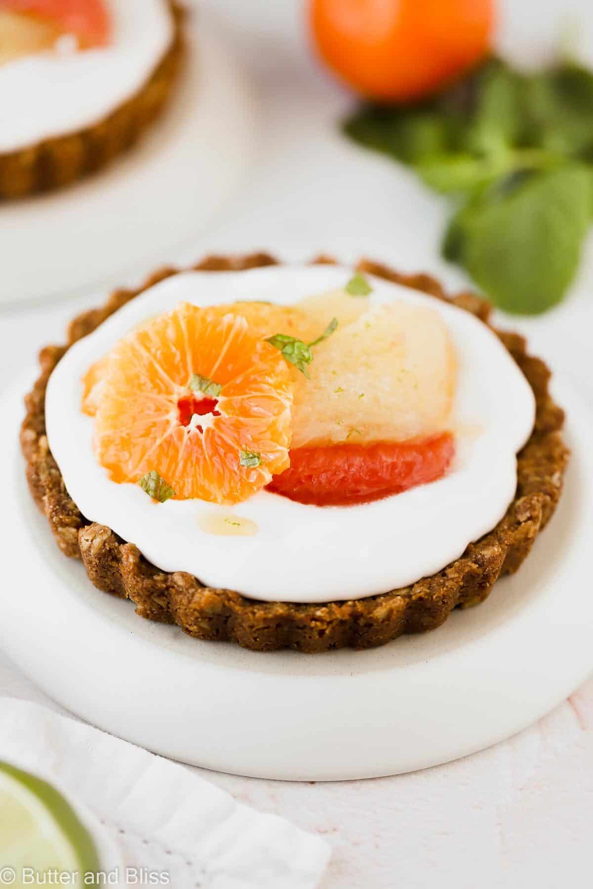Healthier fruit dessert on a plate