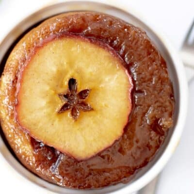 Close up shot of a caramel apple cinnamon roll