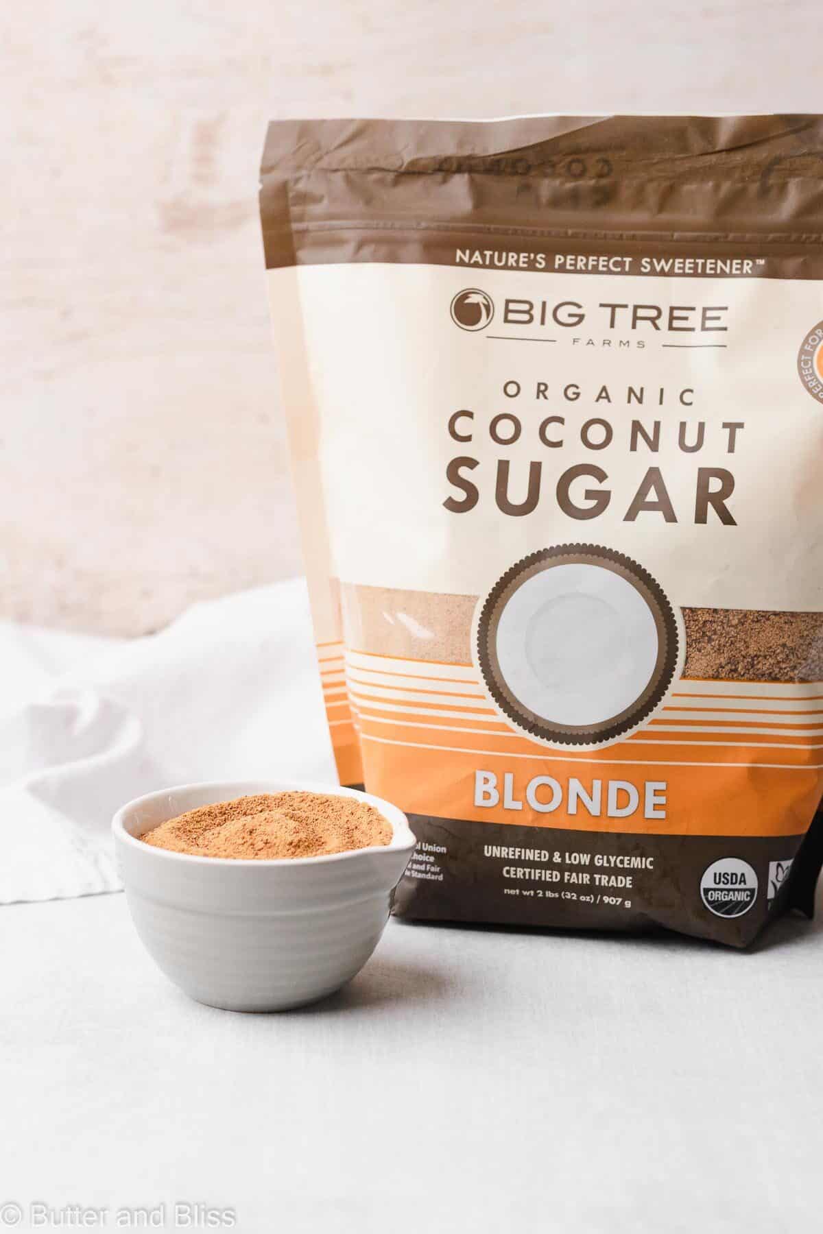 Coconut sugar in a bag for chocolate chip muffins