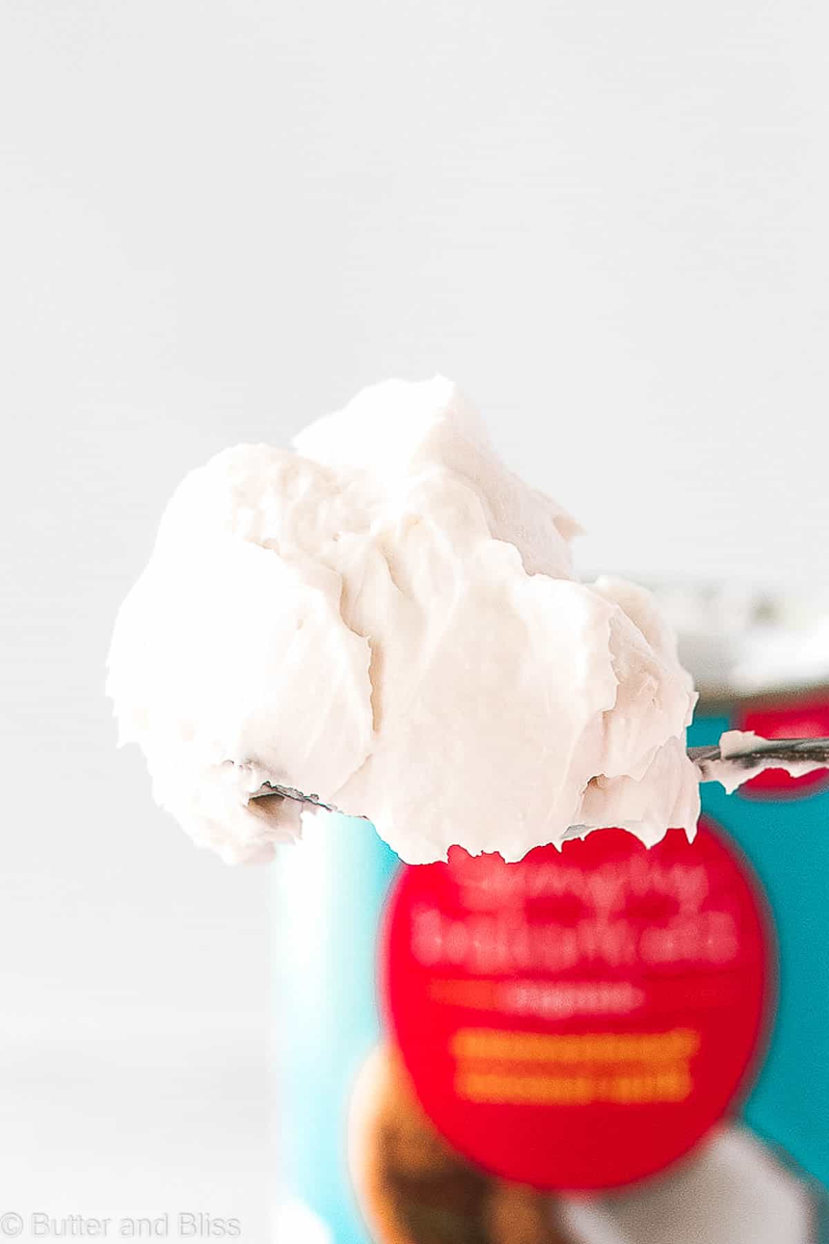 Close up of solid coconut milk from a can