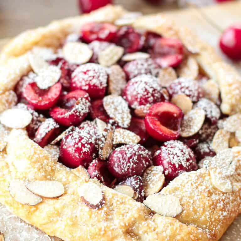 Cherry galette for two on a plate