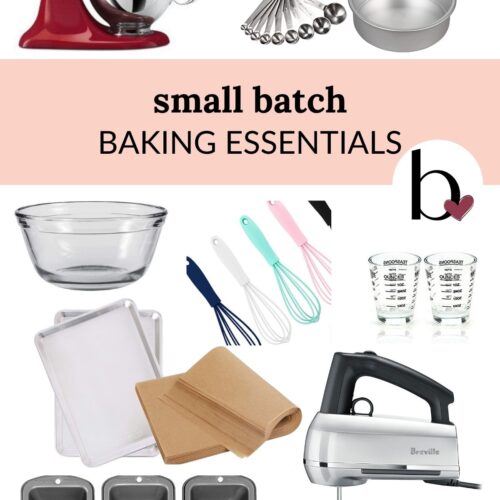 Small batch baking tools collage
