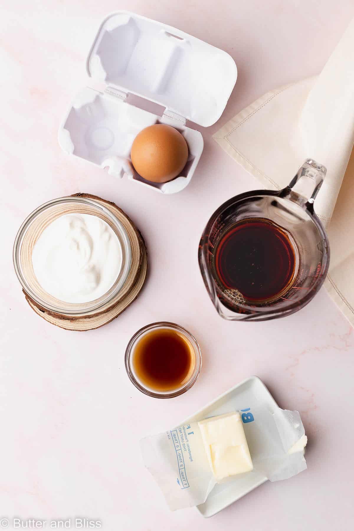 Wet ingredients for gluten free bread on a table