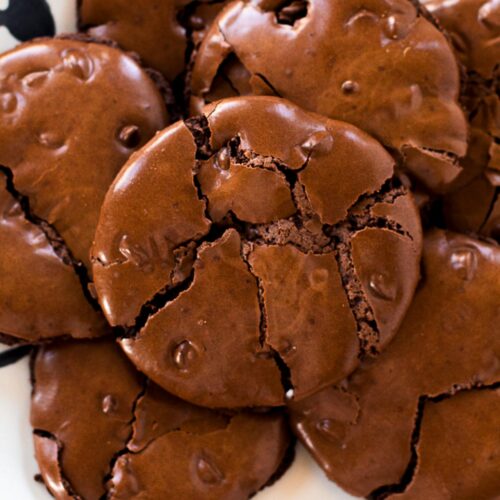 A plate of brownie-top flourless cookies.
