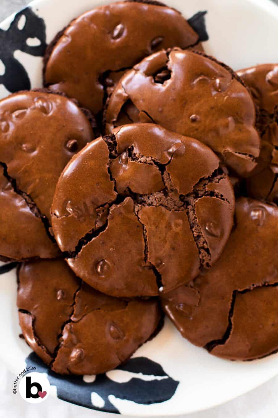 A plate of brownie-top flourless cookies.