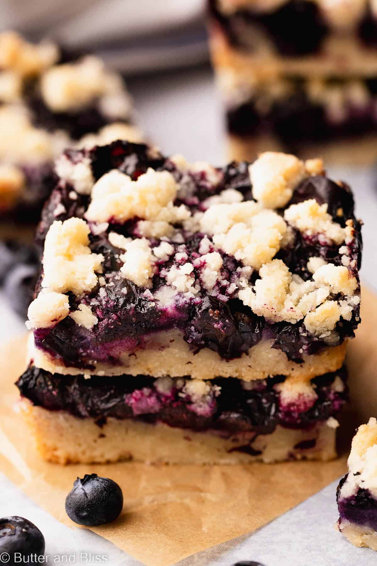 Gluten Free Blueberry Crumb Bars - Butter and Bliss