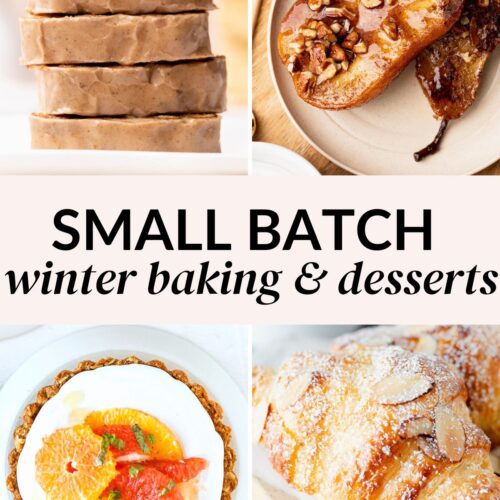 A collage of delicious winter desserts and baking treats.