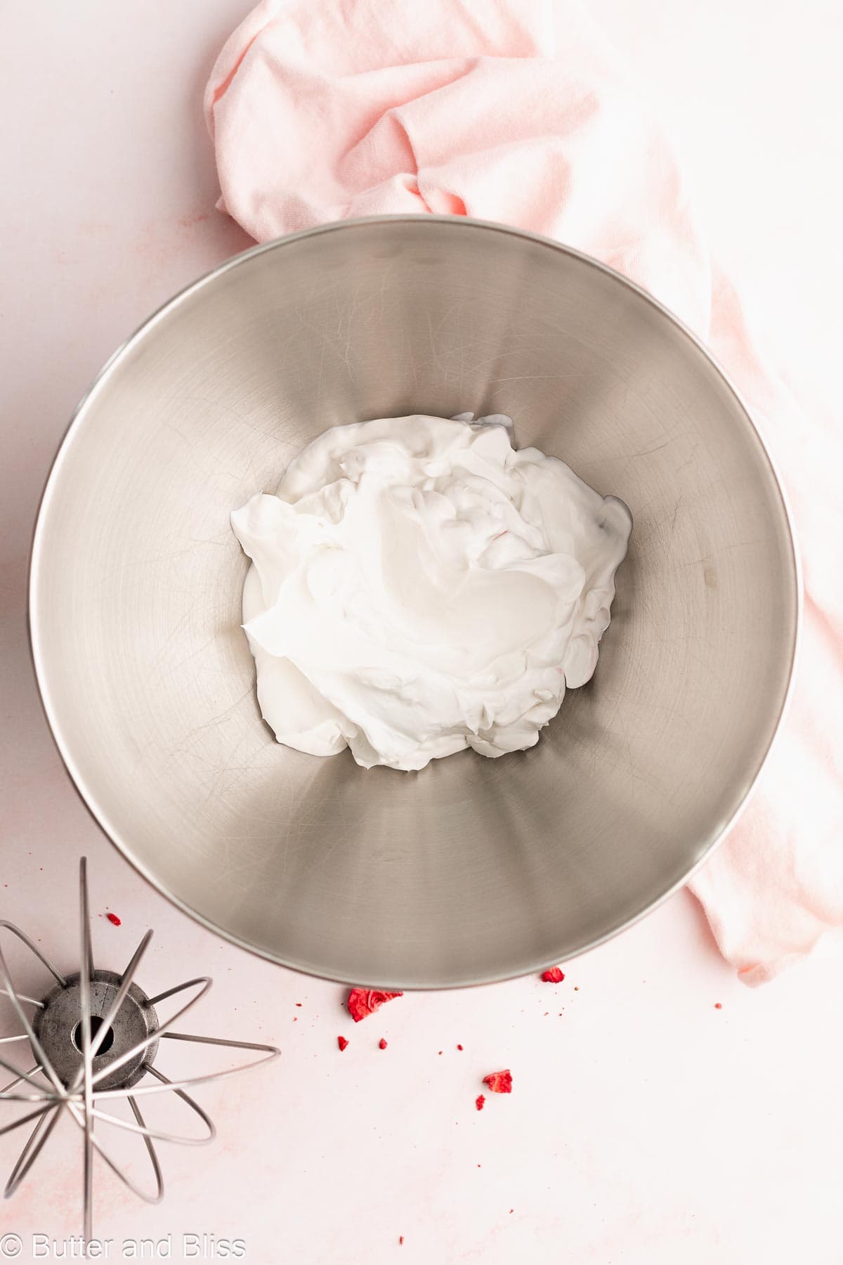 Creamy coconut cream in a mixing bowl.
