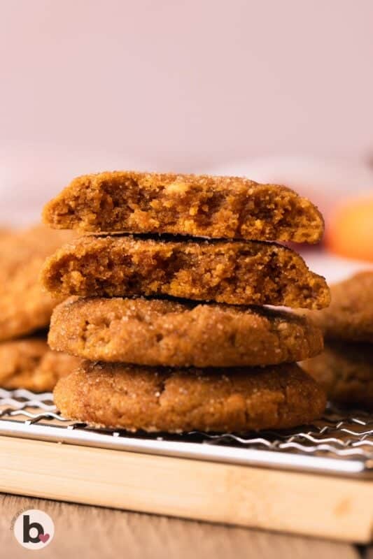 Chewy inside of a pumpkin snickerdoodle cut in half.