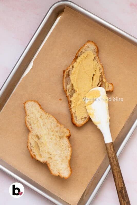 Almond cream spread on a Butter and Bliss croissant.