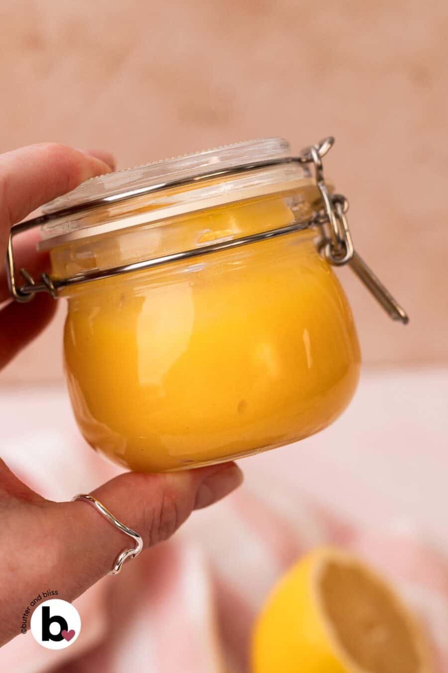 Small batch of lemon curd in a small jar.