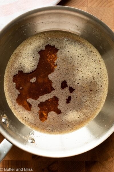 Brown butter in a small skillet.