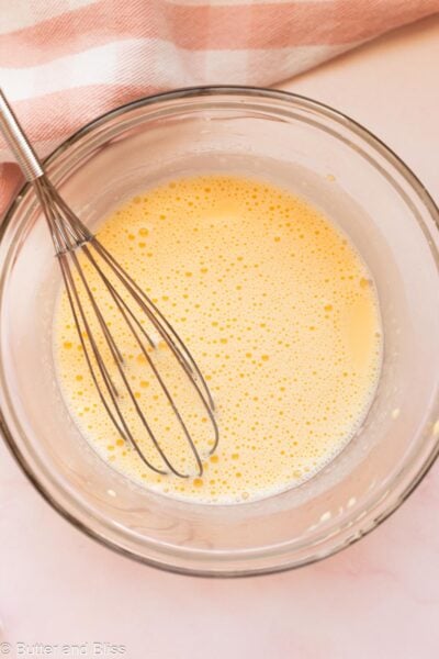 Egg and cornstarch mixture in a bowl.